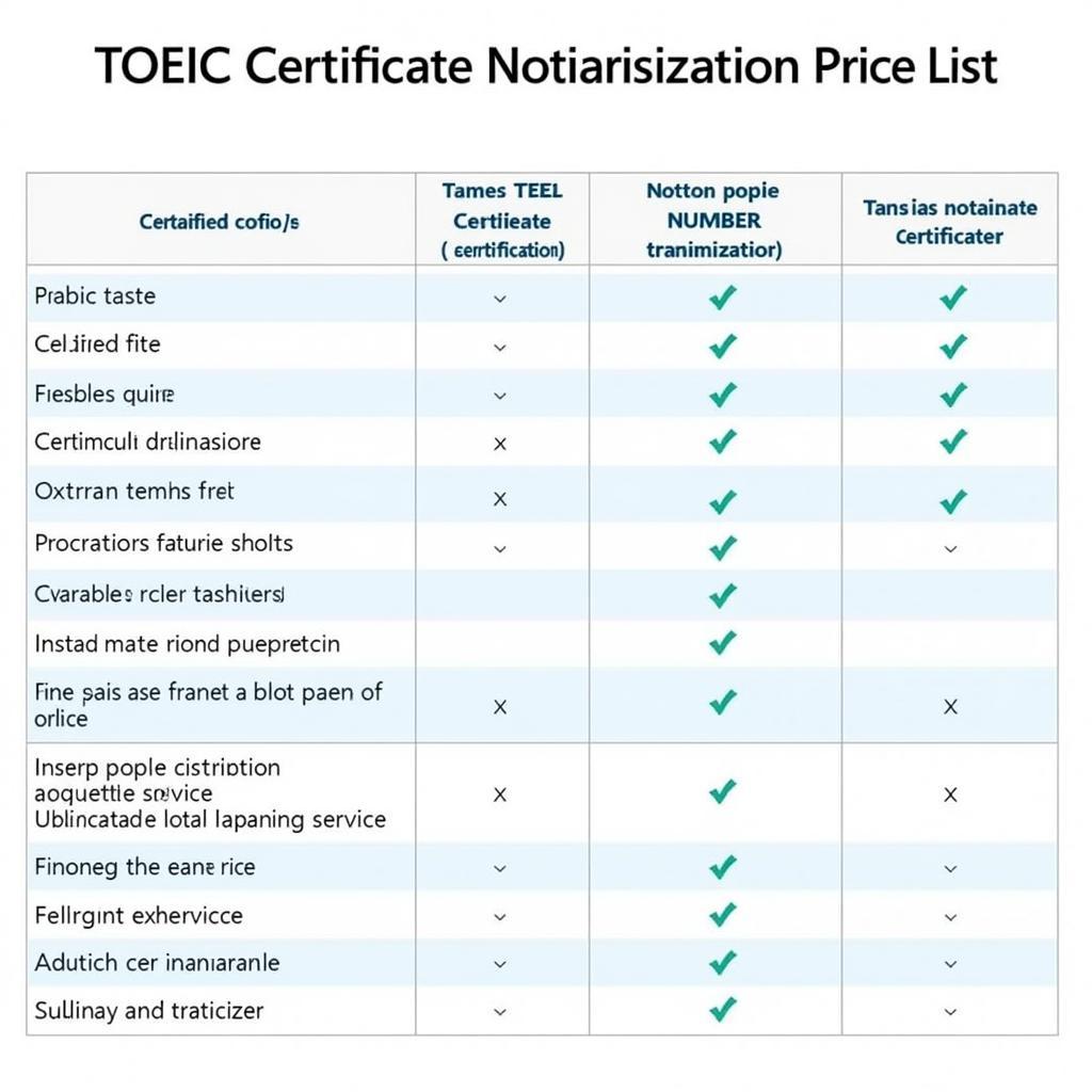 Công chứng bằng TOEIC: Bảng giá chi tiết