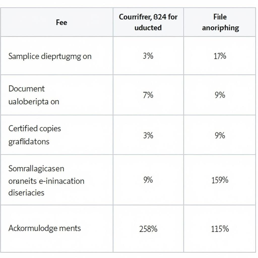 Detailed Notary Fee Table