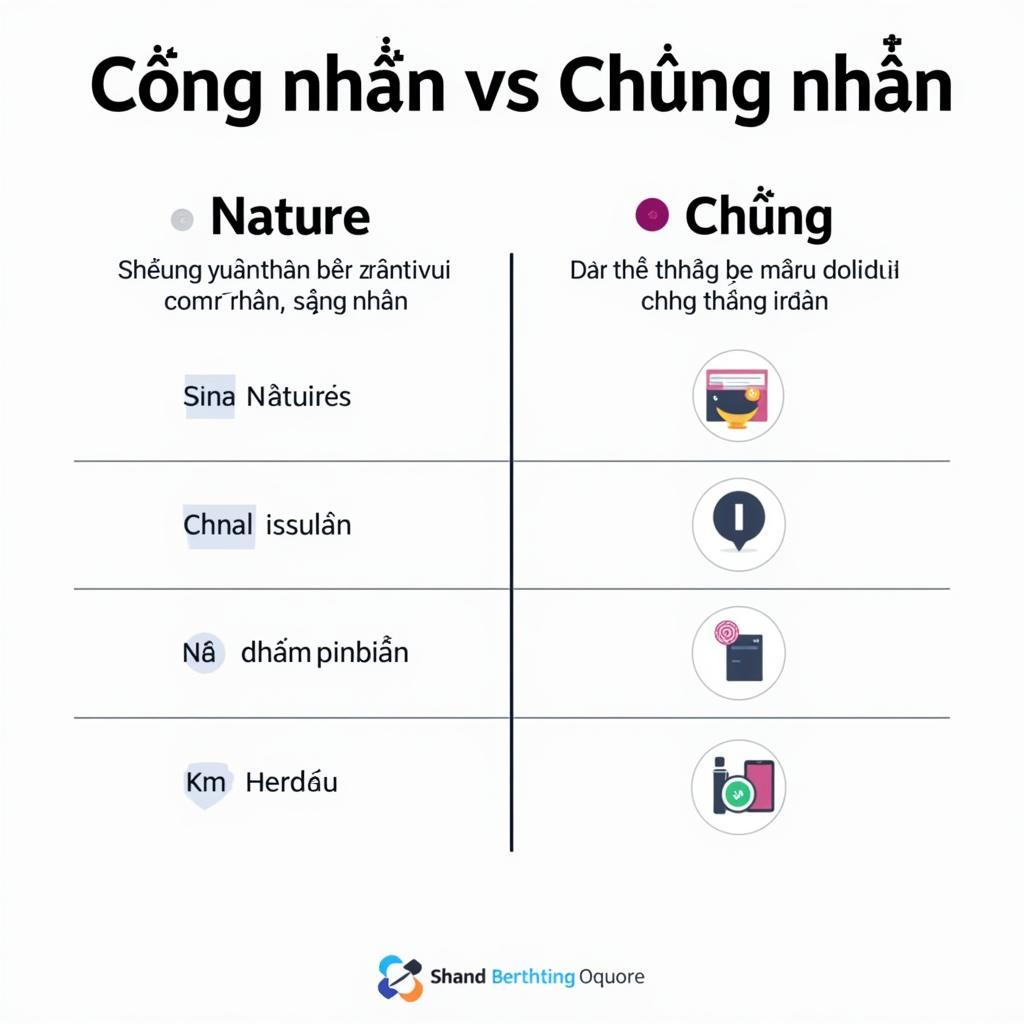 Bảng so sánh công nhận và chứng nhận