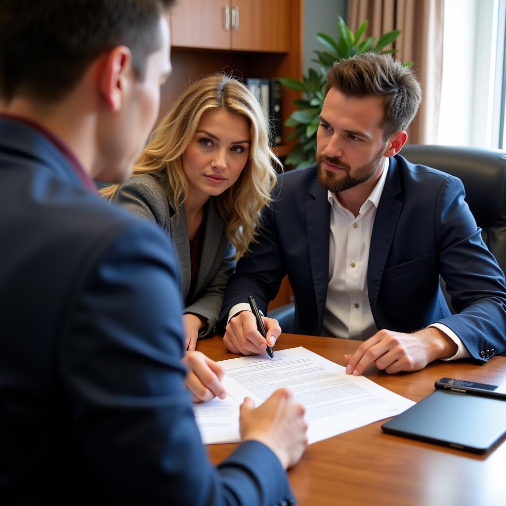 Signing the apartment transfer contract at the notary office