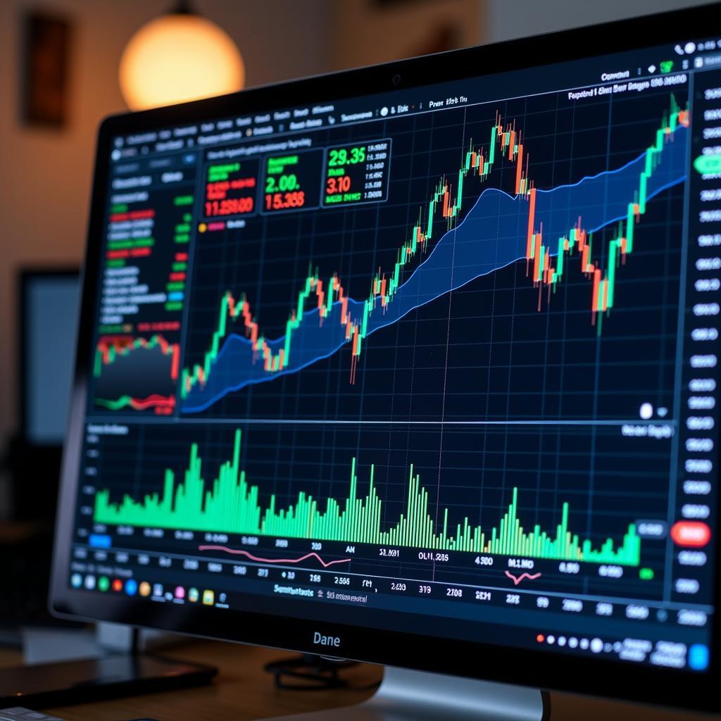 Stock market charts and graphs