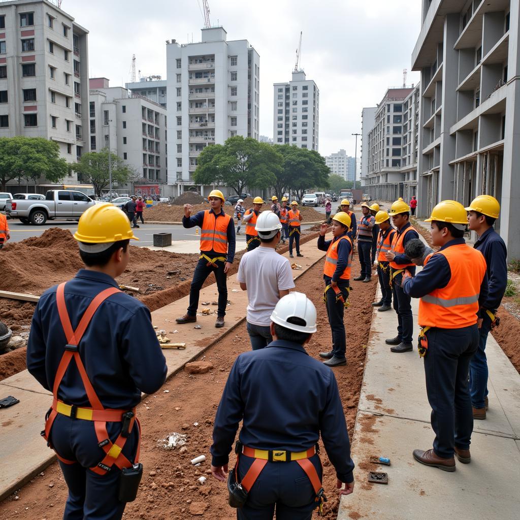 Hình ảnh minh họa lớp đào tạo an toàn lao động xây dựng