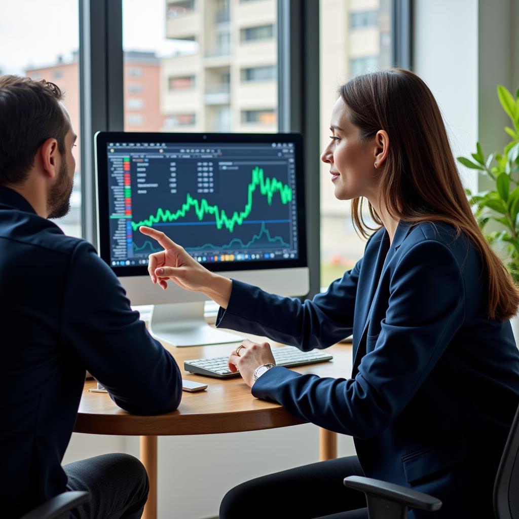 Stockbroker advising a client